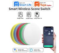 Bouton de Scène Intelligent Sans Fil Zigbee, Télécommande Multi-scènes, Compatible avec l'Application Tuya, Alexa, Google Home Voice Green