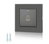 Bouton de Sonnette Extérieur Étanche 220-250V 16A Gris, Interrupteur en Verre Trempé avec 2 Vis,pour Usage Domestique ou Hôtelier