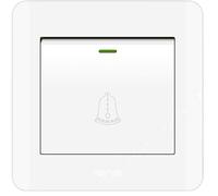 Bouton de sonnette extérieur, interrupteur de sonnette 220-250V avec panneau en verre trempé. Blanc1，3.38 pouces de diamètre
