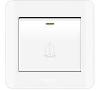 Bouton de sonnette extérieur, interrupteur de sonnette 220-250V avec panneau en verre trempé. Blanc1，3.38 pouces de diamètre