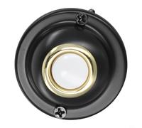 Bouton de sonnette rond en métal noir avec éclairage filaire pour porte d'entrée de la maison, support mural classique, LED de rechange, toujours allumé, résistant aux intempéries pour une