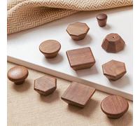 Bouton de tiroir hexagonal carré rond en bois, bouton d'armoire placard. Poignée de porte d'armoire de cuisine, décoration de meuble, boutons en bois Hêtre-22x22mm,Carré-Noyer-40mm,Hexagone-Hêtre-60mm