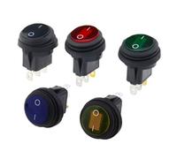 Bouton étanche avec interrupteur à bascule lumineux 12V 220V, ouverture de 20MM, rond en forme de bateau, 3 broches, interrupteurs à pointe argentée, 1 pièce(Black,220V)