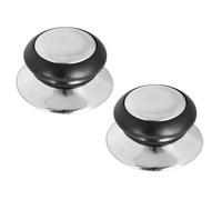 Bouton pour couvercle - ORION - 2 pièces - Acier inoxydable - Diamètre 5,5 cm - Argenté et noir