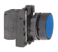 bouton poussoir - affleurant - 1 no + 1 nf - bleu - complet - schneider xb5aa65