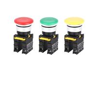 Bouton poussoir champignon étanche impulsion/verrouillage 12-220V LA155-A1 | Étanche IP65, 10A, 30mm, contacts argentés, 1-6 modules de contact, impulsion/verrouillage, multicolore.(Giallo,1NO1NC)