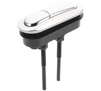 Bouton Poussoir de Chasse D’eau pour Réservoir Wc Double, Ovale Argenté | Plastique ABS Robuste, Double Commande Séparée, Tige Extra Longue, Installation Simple, Adapté aux Couvercles Style Aléatoire