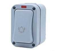 Bouton poussoir de contrôle de sonnette extérieur étanche gris pour montage en surface Ip66 évalué 20 A AC250 V pour patio, jardin, entrepôt, construction durable en ABS avec voyant lumineux LED
