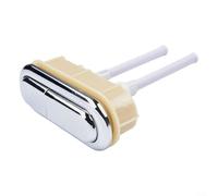 Bouton poussoir double chasse d'eau ovale 110 x 40 mm chromé pour réservoir de chasse d'eau - Interrupteur de décharge d'économie d'eau avec tiges filetées pour réparation de salle de bain