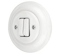 Bouton-poussoir double rétro en porcelaine à encastrer, double bouton-poussoir, tout-en-un, série PR1 blanc