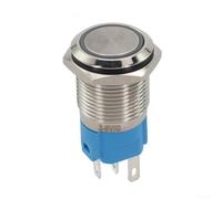 Bouton poussoir en acier inoxydable de 16 mm avec indicateur LED Interrupteur momentané pour électronique et panneaux de commande (vert)