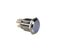 BOUTON-POUSSOIR EN ACIER INOXYDABLE SPDT 1NO 1NC - ANNEAU BLEU - 19mm