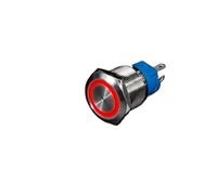 Bouton poussoir en métal de 16mm, anneau de lampe, boutons de symbole d'alimentation, tête plate étanche, auto-réinitialisation 1NO1NC(Socket,LATCHING_220V)