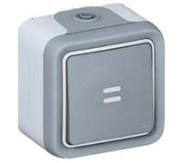 Legrand Poussoir étanche 069722, Plexo complet saillie, non lumineux, 10A, gris