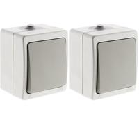 Bouton poussoir Gris Clair IP54 - Akya (Lot de 2)