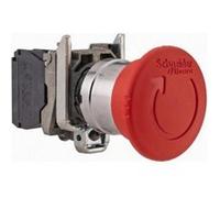 Schneider Electric – Arrêt d'urgence XB4BS8442 Ø40, pousser-tourner, rouge – 1 pièce