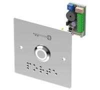 Bouton poussoir INOX PMR LED Vert/Blanc, plaque et braille - SEWOSY - PB19VB_BBL