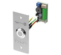 Bouton poussoir INOX PMR LED Vert/Blanc, plaque étroite et braille - SEWOSY - PB19VB_BBL-E