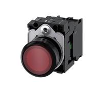 Bouton poussoir lumineux connexion par bornes à vis 3SU1102-0AB20-1BA0 | Bouton rouge lumineux 22 mm rond plastique, module LED AC/DC 24 V, borne à vis, avec support