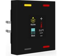 Bouton-poussoir MDT KNX Smart 55 quadruple avec écran couleur et capteur T/F, noir mat, 1 pièce.