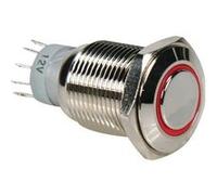 Bouton poussoir métallique rond spdt 1no 1nc anneau rouge