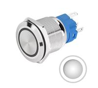 Bouton poussoir Momentané 16mm 12V-24V DC 4A, Anneau Blanc, interrupteur lumineux LED en métal, étanche avec joint caoutchouc, pour alimentation électrique, électronique