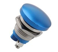 Bouton poussoir momentané à réinitialisation automatique en forme de champignon 16 mm en métal 1NO 3 A 250 V AC IP65 Pieds à vis pour systèmes d'automatisation industrielle (bleu)