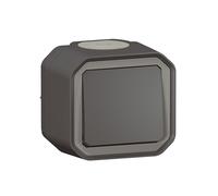 Bouton poussoir NO LEGRAND étanche Plexo Anthracite 10A IP55 IK08 livré complet pour fixation saillie