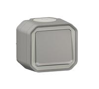 Bouton poussoir NO LUMINEUX LEGRAND étanche Plexo Gris 10A IP55 IK08 livré complet pour fixation saillie