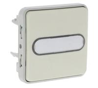 Legrand 069633 Poussoir Étanche No Lumineux avec Porte Étiquette Plexo Composable IP55, 10A, Blanc