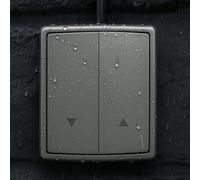 Bouton poussoir pour store en saillie IP55, borne enfichable, à enclenchement, tout-en-un, gris graphite
