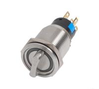 Bouton poussoir rotatif de 19 mm en acier inoxydable pour 2 positions 3-6 V avec anneau lumineux LED rouge pour bateau, instrument de mer, IP66 bouton de panneau de commande en métal étanche (vert)