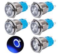 Bouton Poussoir Verrouillage 16mm Interrupteur Poussoir 12V/24V DC 3A Étanche Interrupteur à Bouton - 5 Pièces