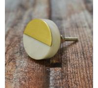 Bouton rond en marbre et laiton | Poignée de porte | Poignée de tiroir | Poignée de meuble | Poignée d'armoire | Or | Pierre naturelle | Poignée en laiton (blanche), 6