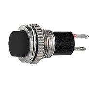 Bouton unipolaire avec bouton noir avec contact normalement fermé, trou de montage diamètre 10 mm - 250 V 0,5 A