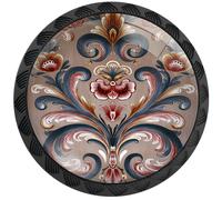 Boutons d'armoire de style « Rosmarin » norvégien, motif floral, ronds, poignées de tiroir, noirs, boutons de buffet, poignées de porte d'armoire, quincaillerie pour cuisine, salle de bains, armoires,