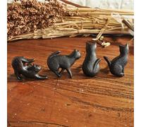 Boutons d'armoire, poignées de tiroir, poignées en fonte noire en forme de | Lot de 4 poignées de commode, poignées d'armoire, quincaillerie de meubles antiques, en métal, trou unique, vis de placard