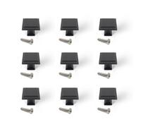Boutons de meuble carrés en zamak Ceuta - 31,5 x 31,5 mm - par 10 - noir EMUCA