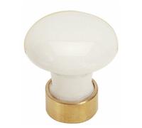 Boutons de meuble en porcelaine blanc-laiton-diamètre 25mm MÉRIGOUS