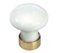 Boutons de meuble en porcelaine blanc-laiton-diamètre 30mm MÉRIGOUS