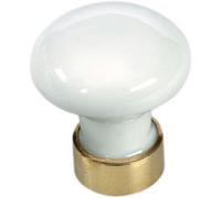 Boutons de meuble en porcelaine blanc - laiton - diamètre 35 mm MÉRIGOUS