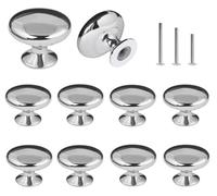Boutons de meubles argentés, boutons de placard chromés, boutons de tiroir chromés, 30 mm pour armoire, tiroir, chambre à coucher, salle de bains, cuisine, bureau, etc. (10 pièces)