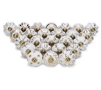 Boutons de porte dorés, boutons de porte anciens en céramique, poignées de tiroir, ferrures pour meubles de cuisine, boutons en laiton et boutons d'armoire – 25 pièces