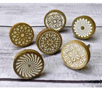 Boutons de porte en bois peints à la main, disponibles en différents styles (vintage, shabby chic), pour la décoration d'intérieur, les armoires et les tiroirs, lot de 6