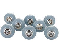 Boutons de porte en céramique grise, ronds avec effet craquelé, poignées de style vintage et shabby chic pour armoires ou tiroirs (lot de 8)