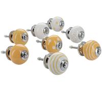 Boutons de porte en céramique jaunes, style vintage et shabby chic, poignées pour armoires ou tiroirs (lot de 8)