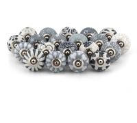 Boutons de porte gris, boutons de porte anciens en céramique, poignées de tiroir, ferrures pour meubles de cuisine, boutons en laiton et boutons d'armoire – 20 pièces
