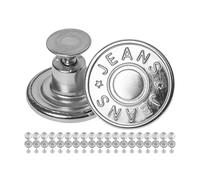 Boutons de rechange pour pantalons à river, 20 paquets, sans nickel, pour les personnes allergiques, Ø 20 mm Boutons de jeans, couleur argent, boutons de jeans à river