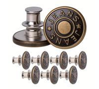 Boutons de rechange réglables pour pantalons, 8 paquets, sans nickel, pour personnes allergiques, Ø 17 mm boutons en laiton pour jeans, couleur bronze, taille de pantalon réglable à tout moment
