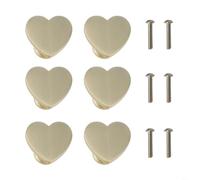 Boutons de tiroir en alliage de zinc en forme de cœur 34 mm Finition dorée | Alliage de zinc, plaqué or anti-ternissement, résistant à la rouille, design en forme de cœur, ensemble de 6 pièces